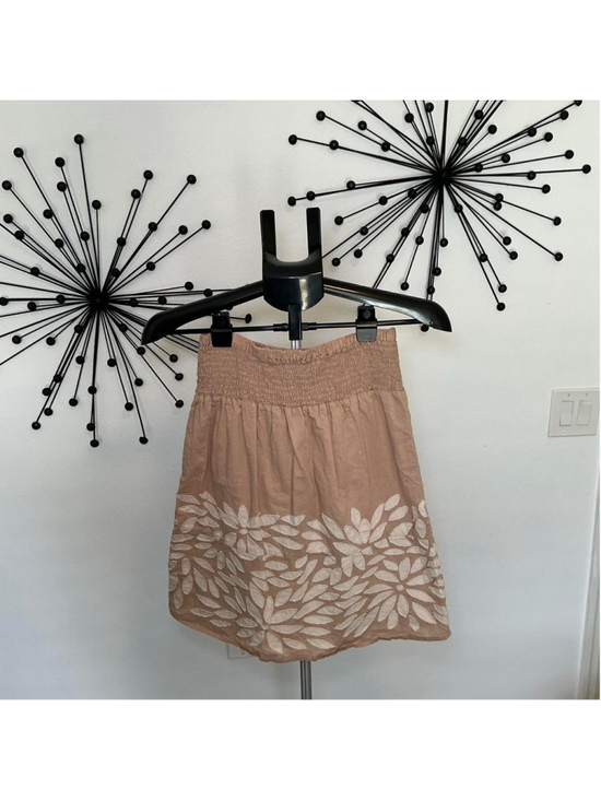 unbranded Dresses & Skirts - Biographi Beige Floral Appliqué Cotton Skirt Size Medium Boho Cottagecore